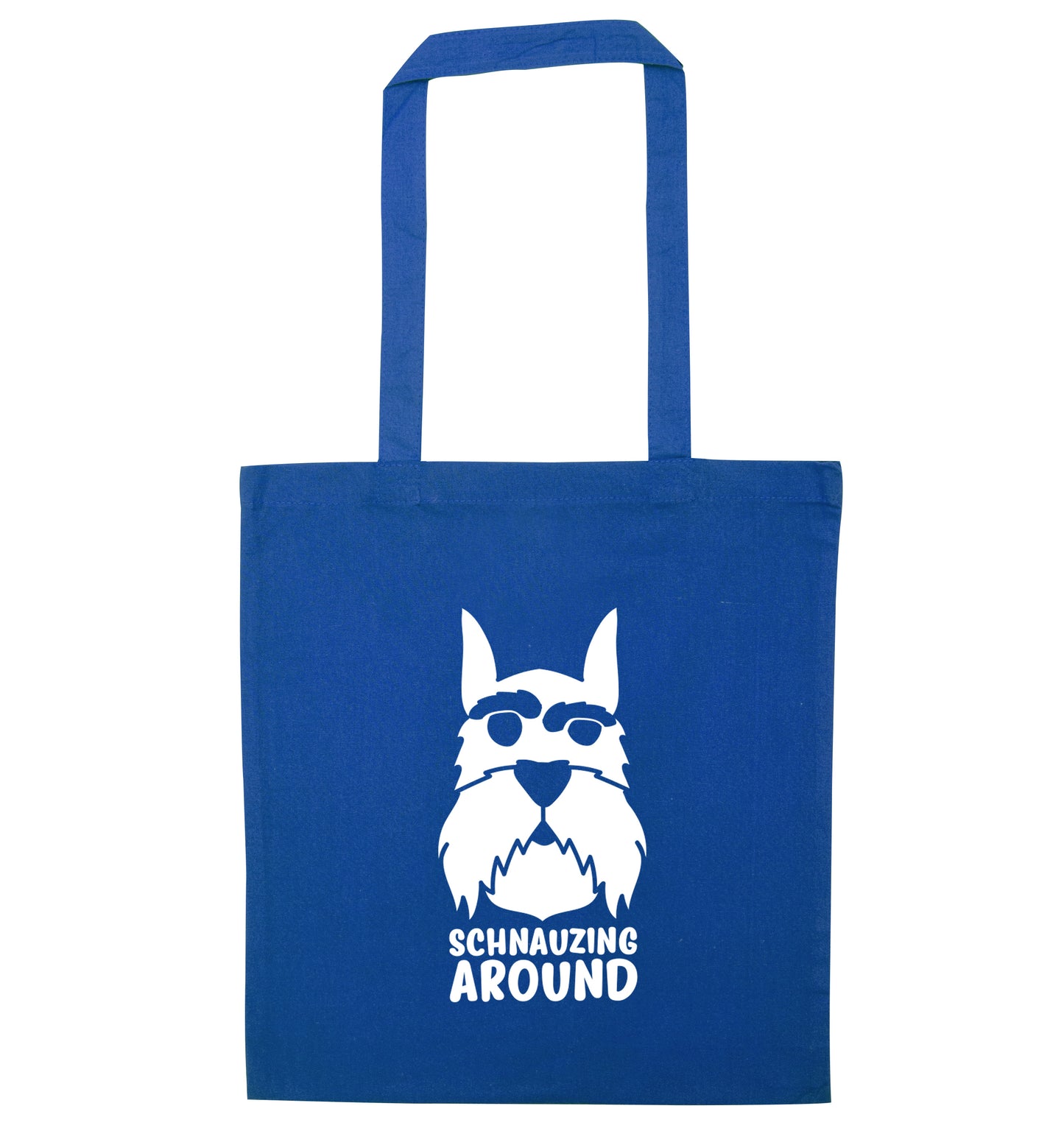 Schnauzing Around blue tote bag