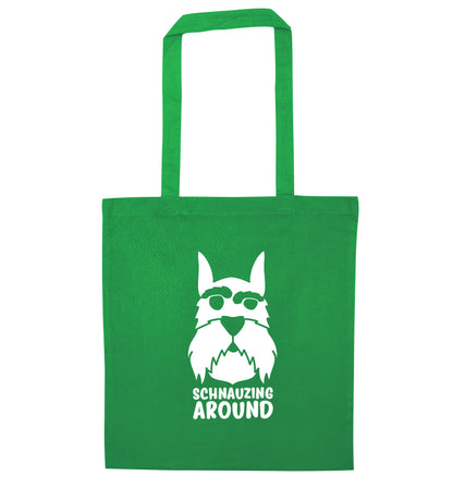 Schnauzing Around green tote bag