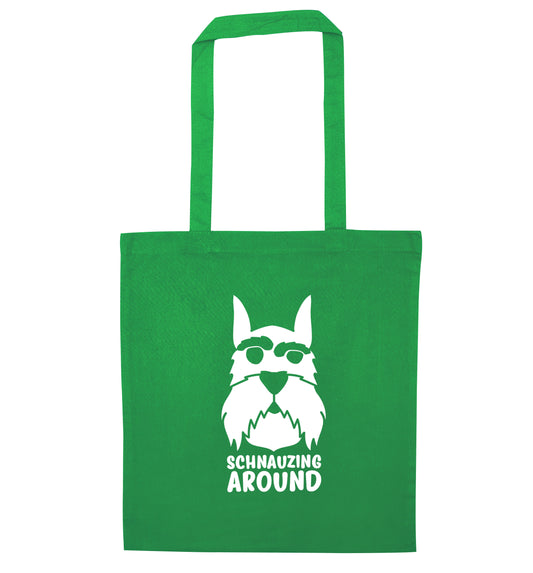 Schnauzing Around green tote bag