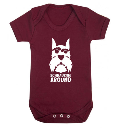 Schnauzing Around Baby Vest maroon 18-24 months