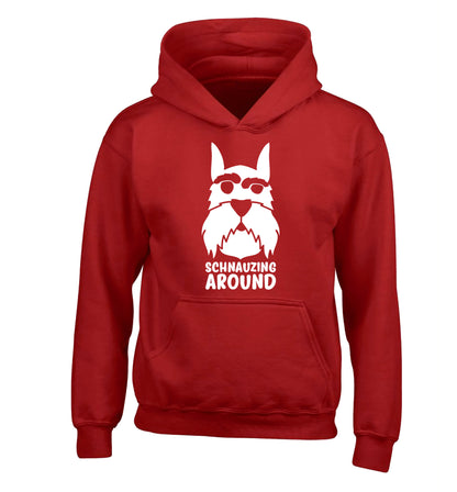 Schnauzing Around children's red hoodie 12-13 Years