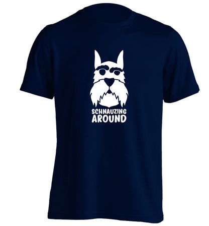 Schnauzing Around adults unisex navy Tshirt 2XL