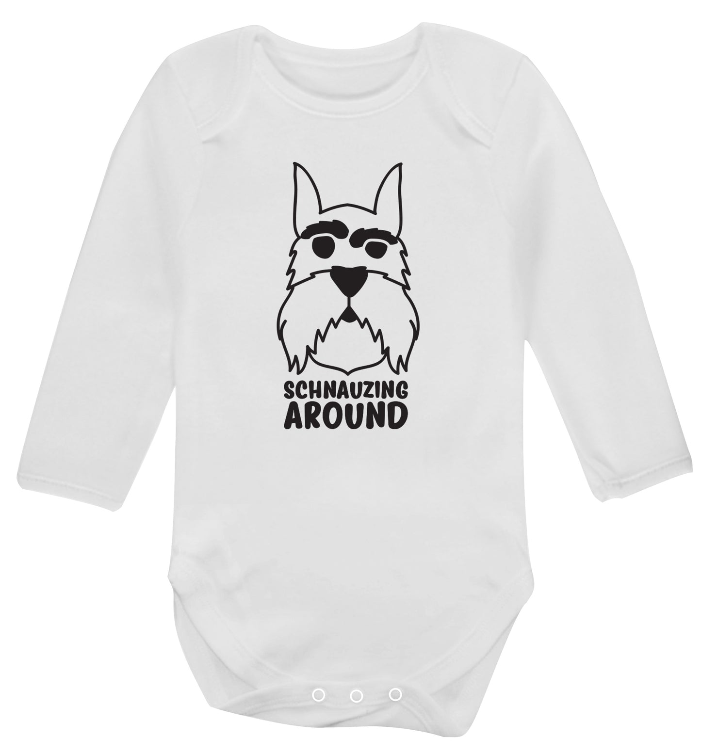 Schnauzing Around Baby Vest long sleeved white 6-12 months