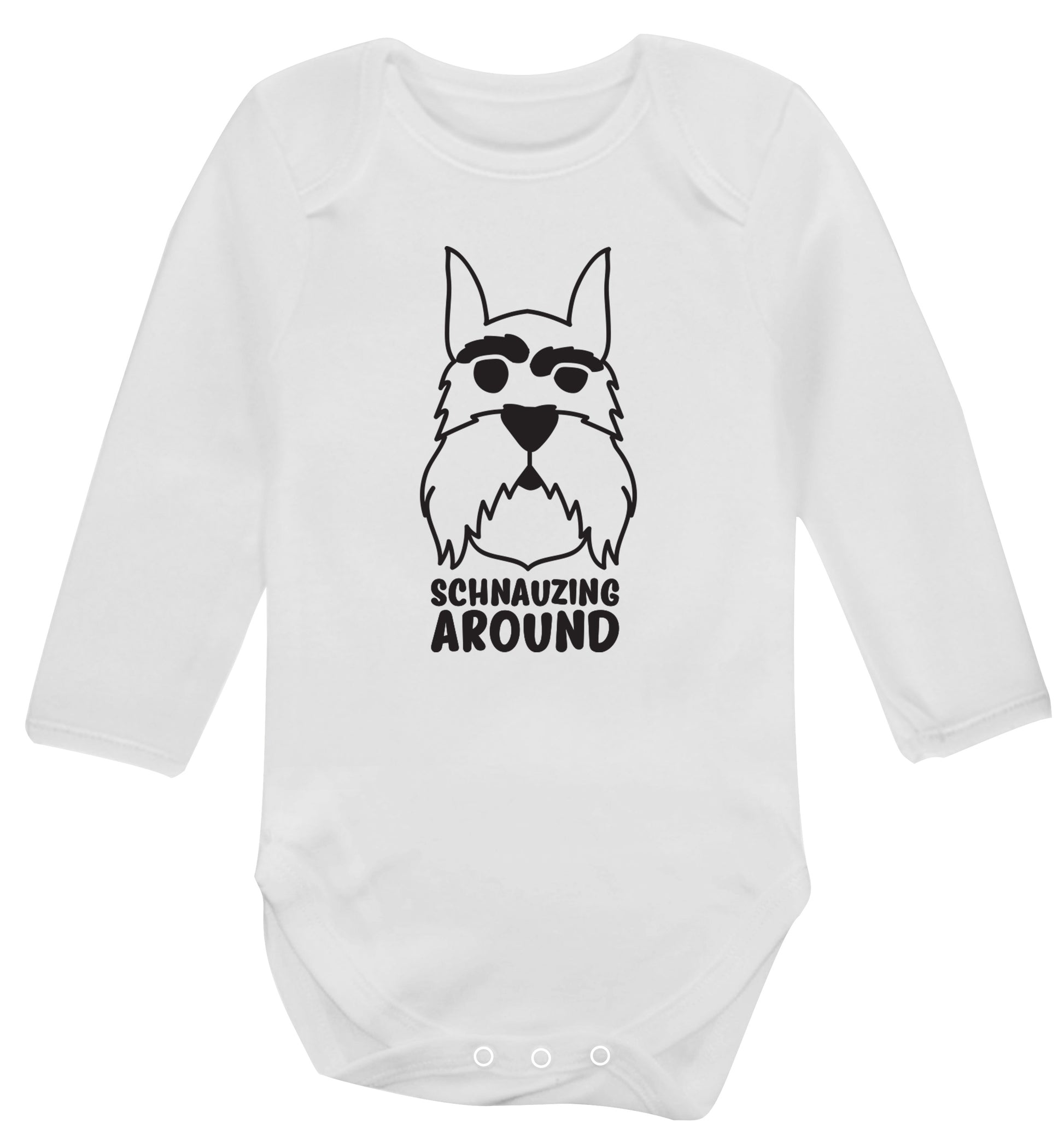 Schnauzing Around Baby Vest long sleeved white 6-12 months