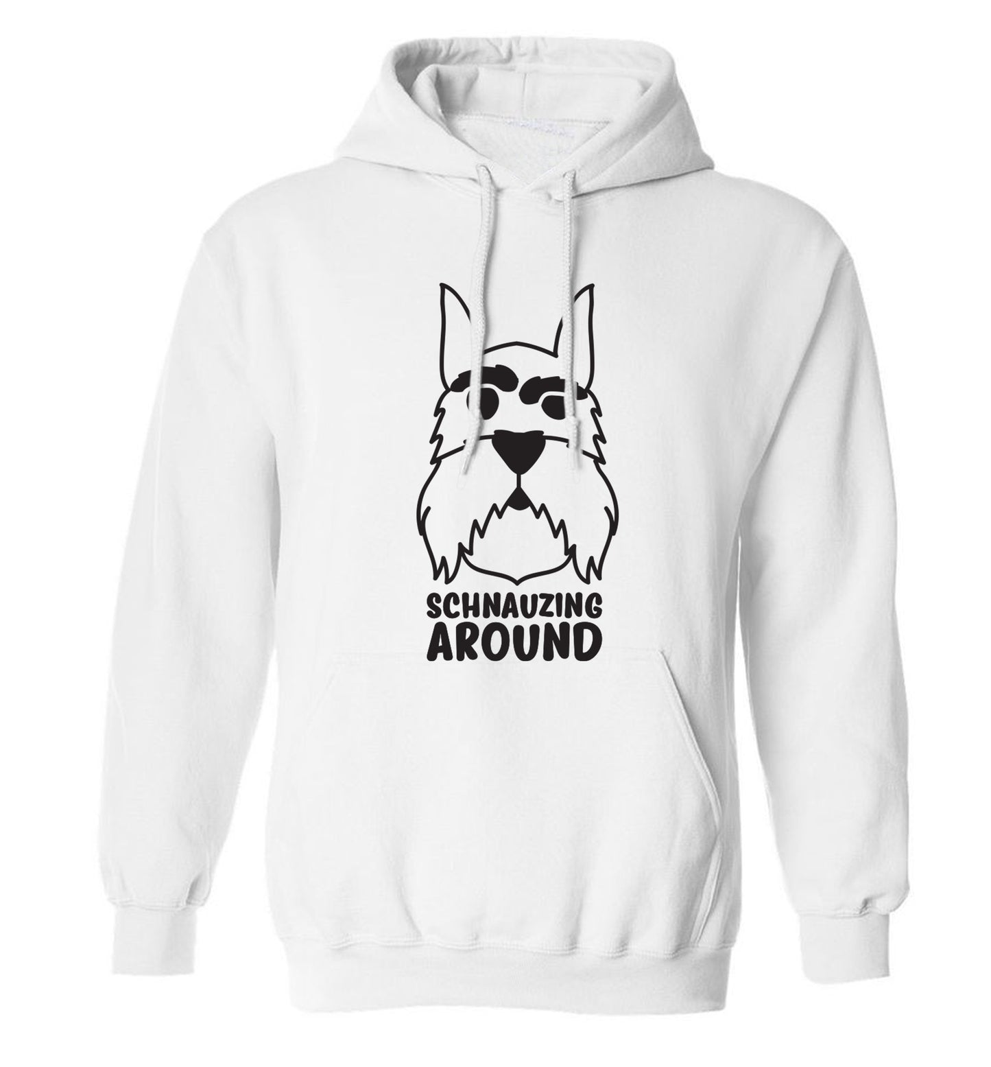 Schnauzing Around adults unisex white hoodie 2XL