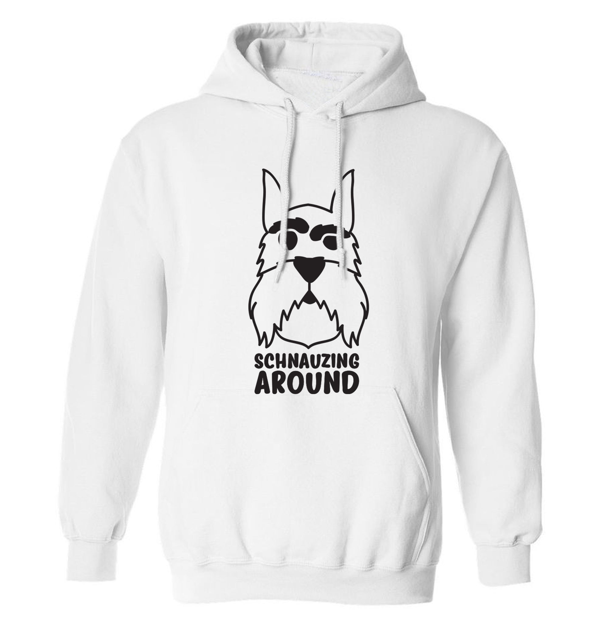 Schnauzing Around adults unisex white hoodie 2XL