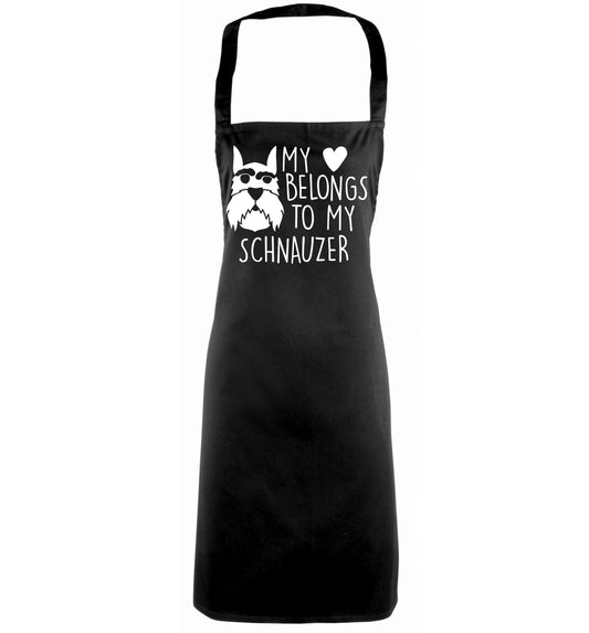 My heart belongs to my schnauzer black apron