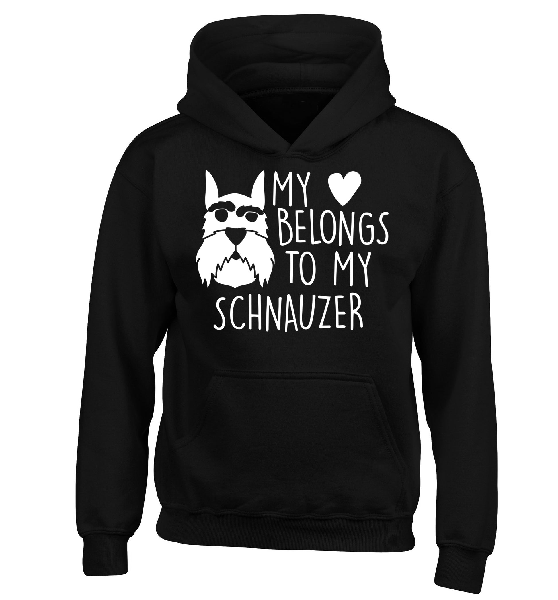My heart belongs to my schnauzer children's black hoodie 12-13 Years