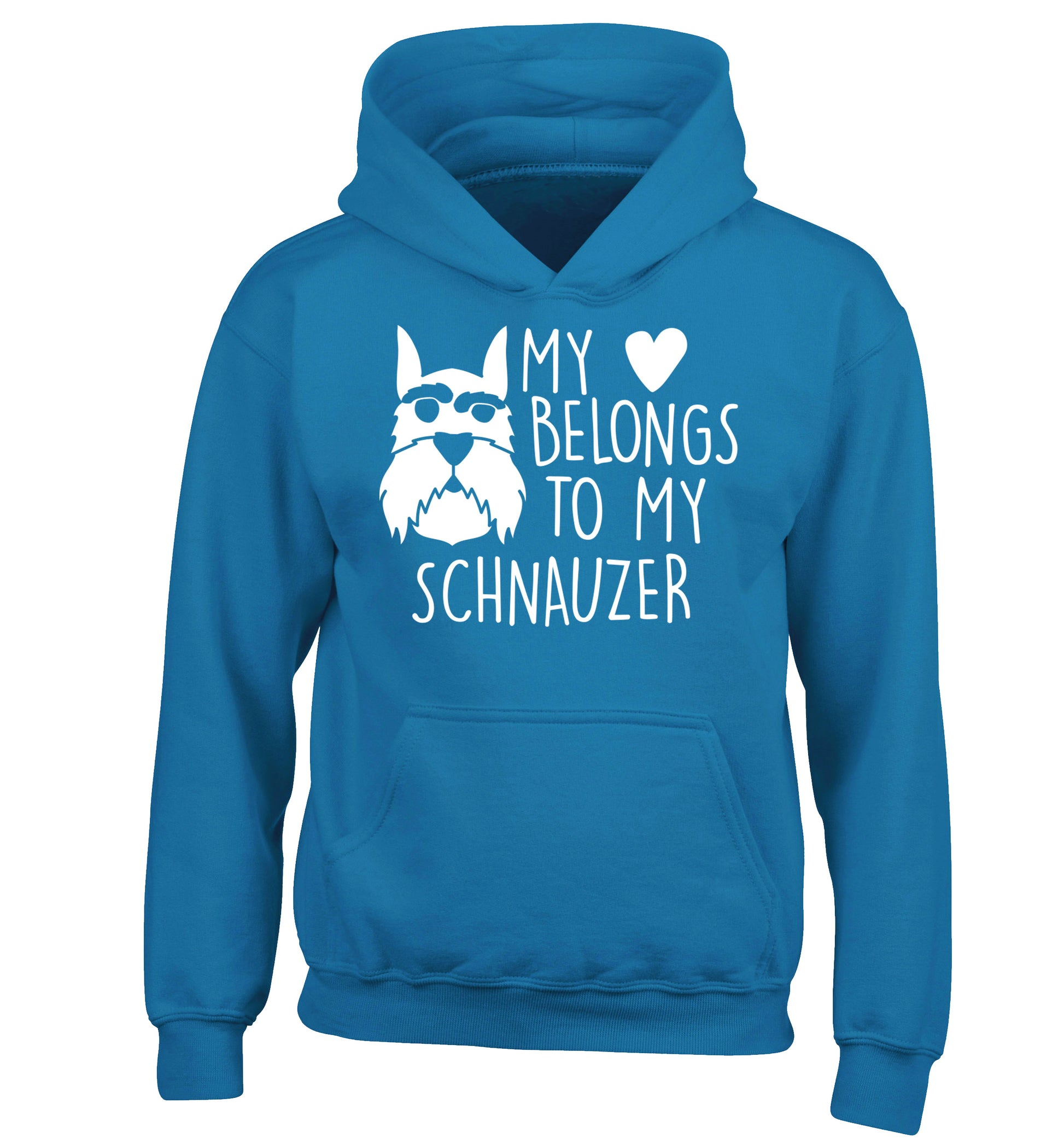 My heart belongs to my schnauzer children's blue hoodie 12-13 Years