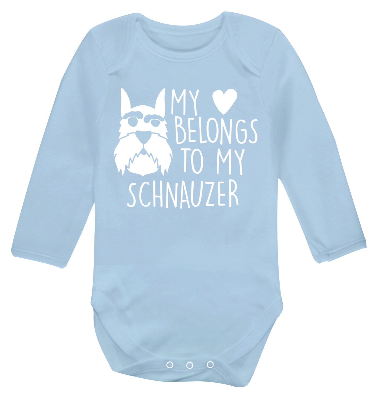 My heart belongs to my schnauzer Baby Vest long sleeved pale blue 6-12 months