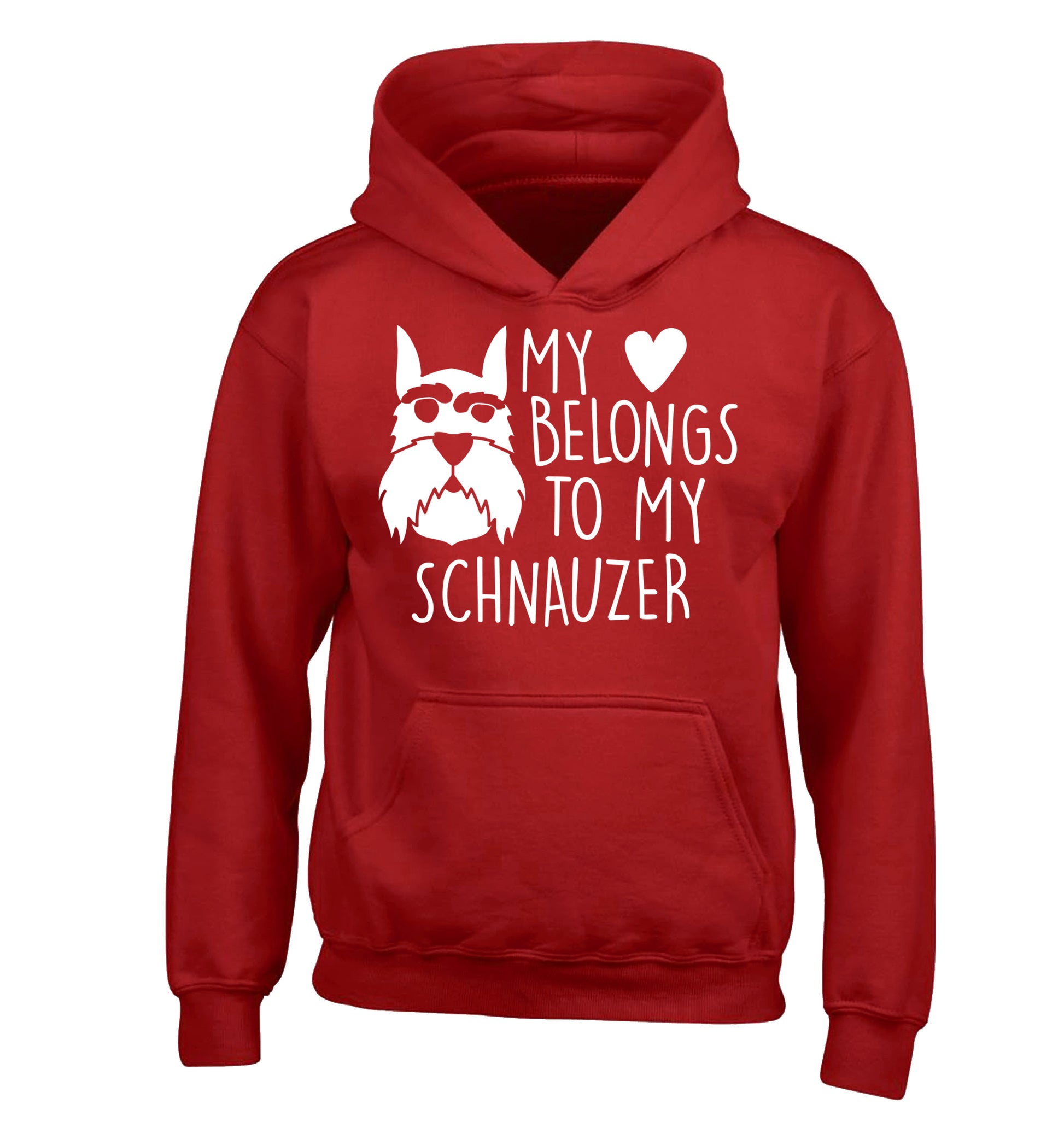My heart belongs to my schnauzer children's red hoodie 12-13 Years