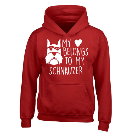 My heart belongs to my schnauzer children's red hoodie 12-13 Years