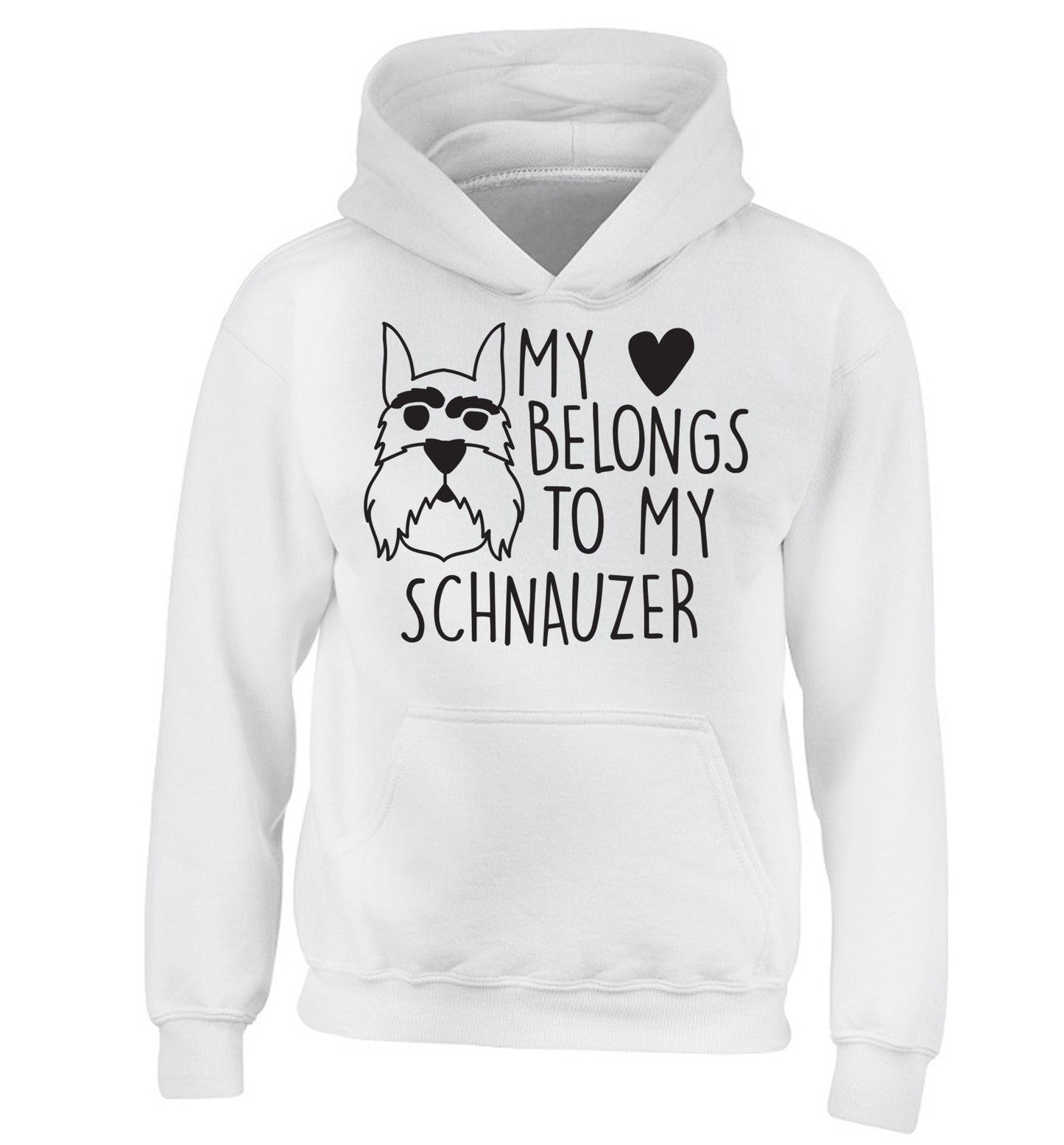 My heart belongs to my schnauzer children's white hoodie 12-13 Years