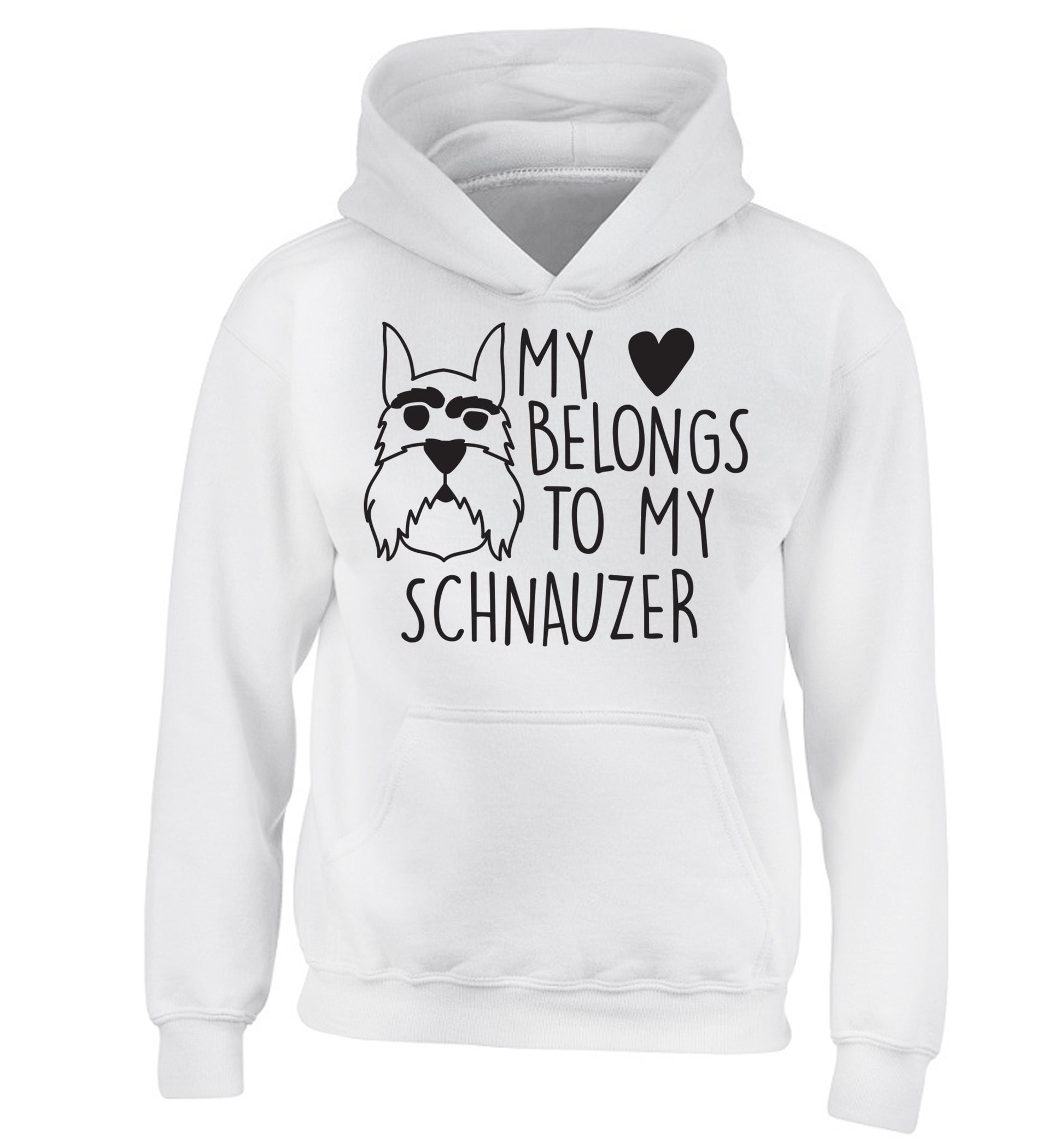 My heart belongs to my schnauzer children's white hoodie 12-13 Years