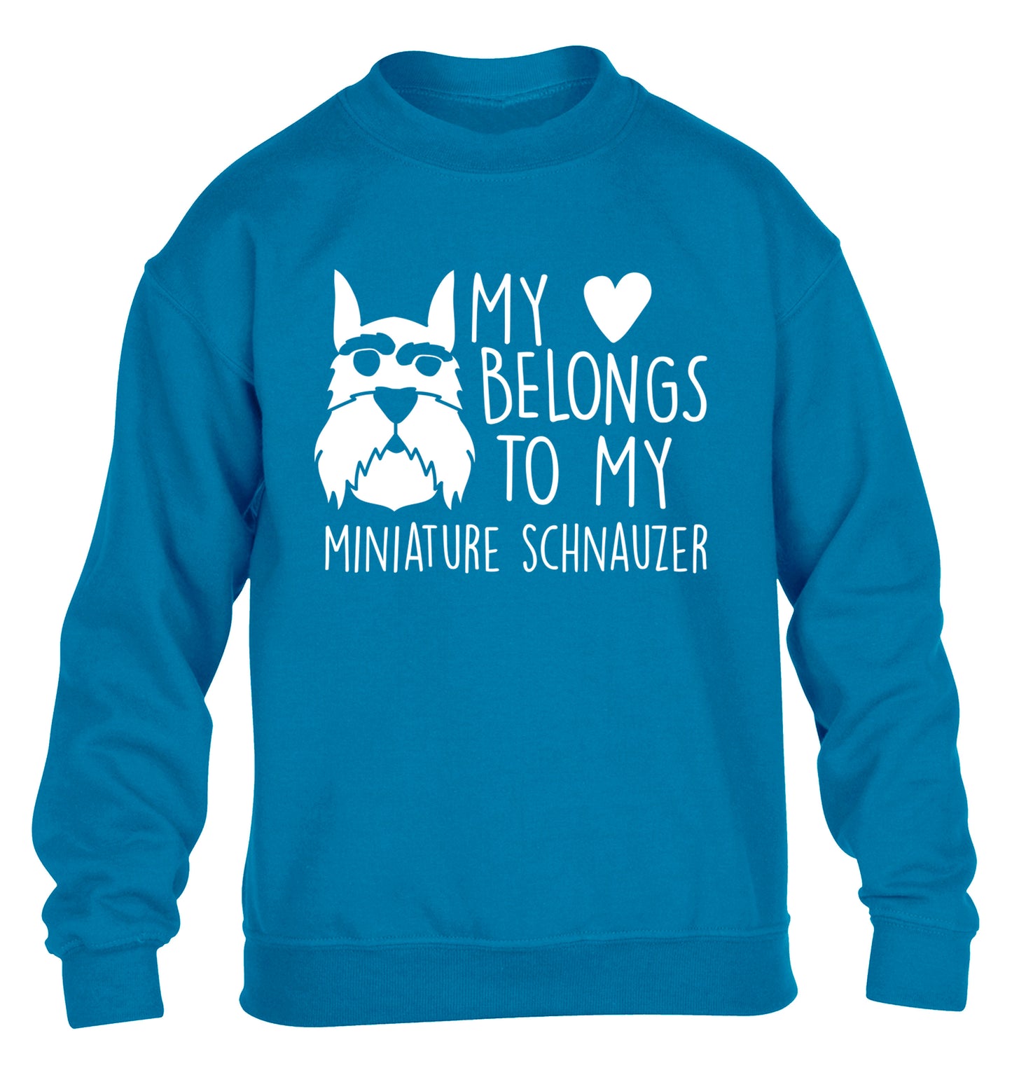 My heart belongs to my miniature schnauzer children's blue sweater 12-13 Years