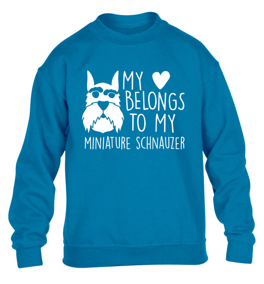 My heart belongs to my miniature schnauzer children's blue sweater 12-13 Years
