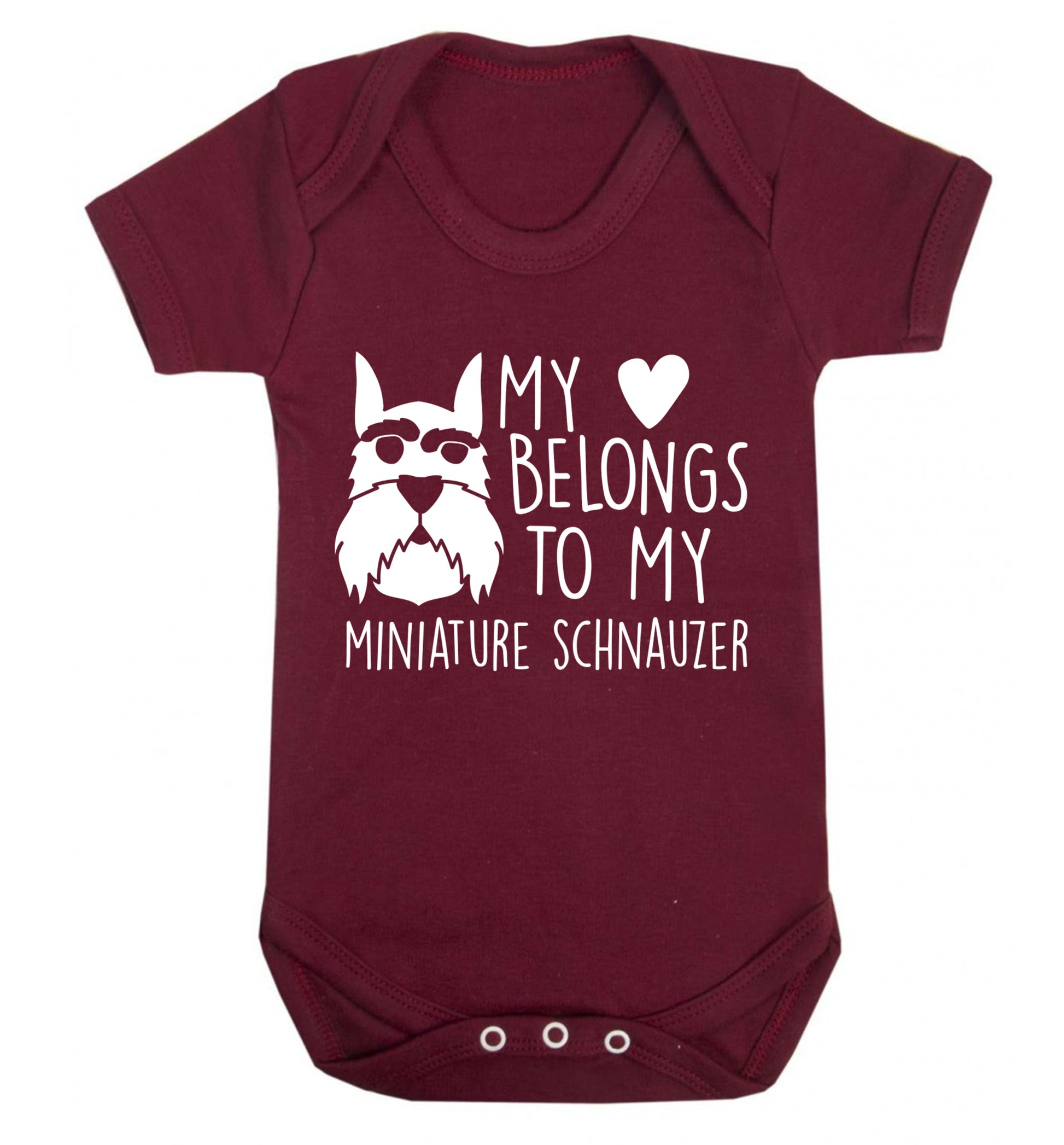 My heart belongs to my miniature schnauzer Baby Vest maroon 18-24 months