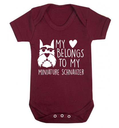 My heart belongs to my miniature schnauzer Baby Vest maroon 18-24 months