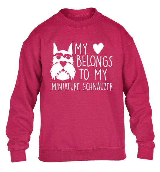 My heart belongs to my miniature schnauzer children's pink sweater 12-13 Years