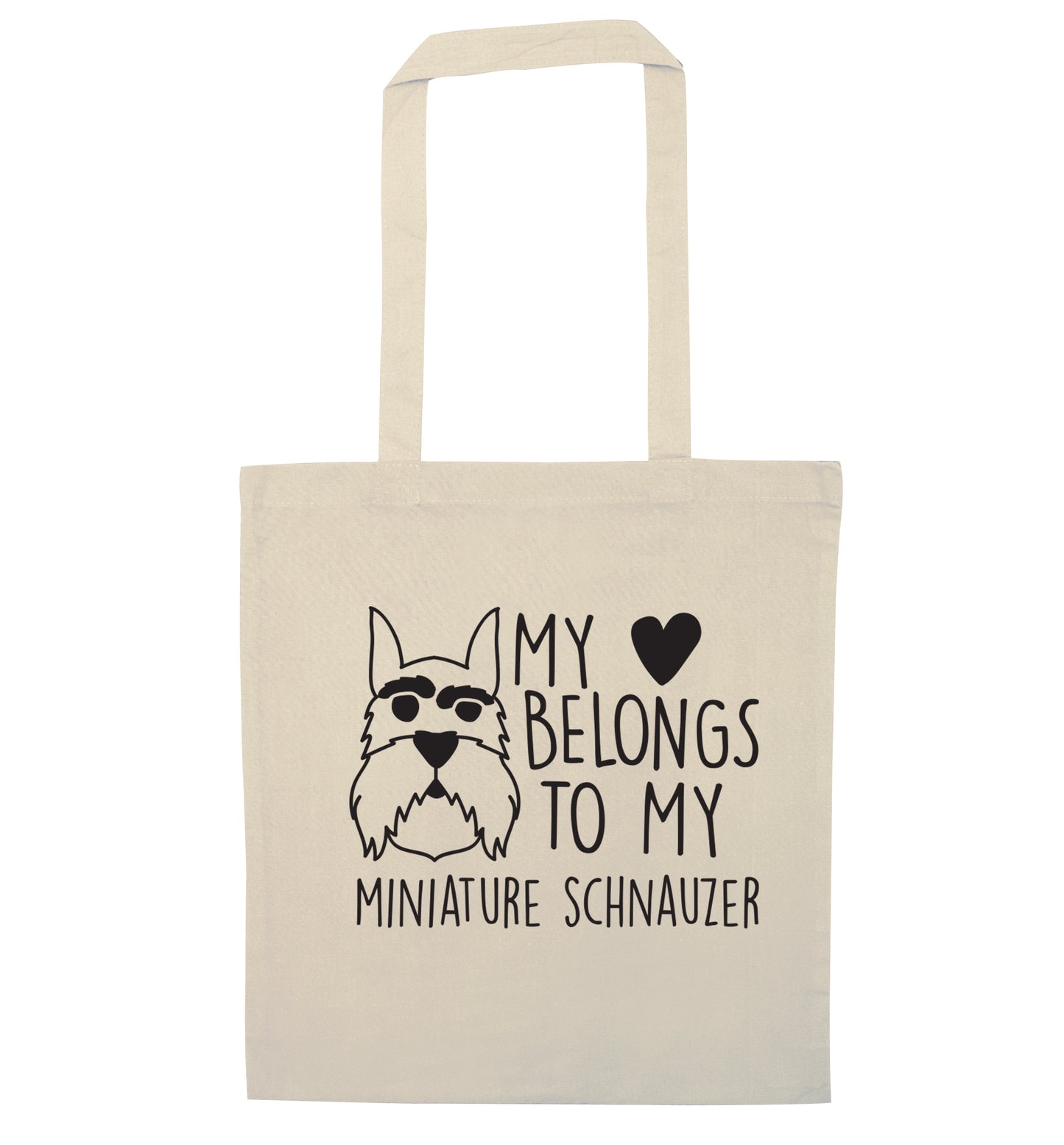 My heart belongs to my miniature schnauzer natural tote bag