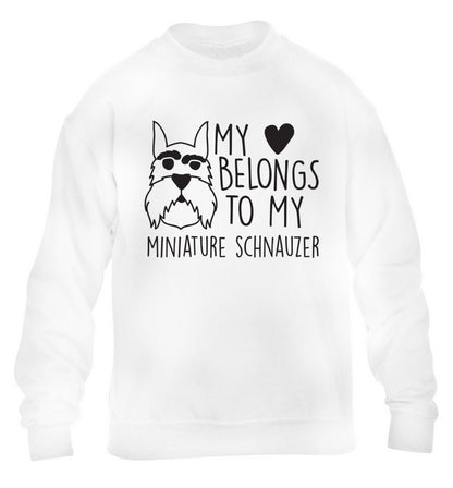 My heart belongs to my miniature schnauzer children's white sweater 12-13 Years