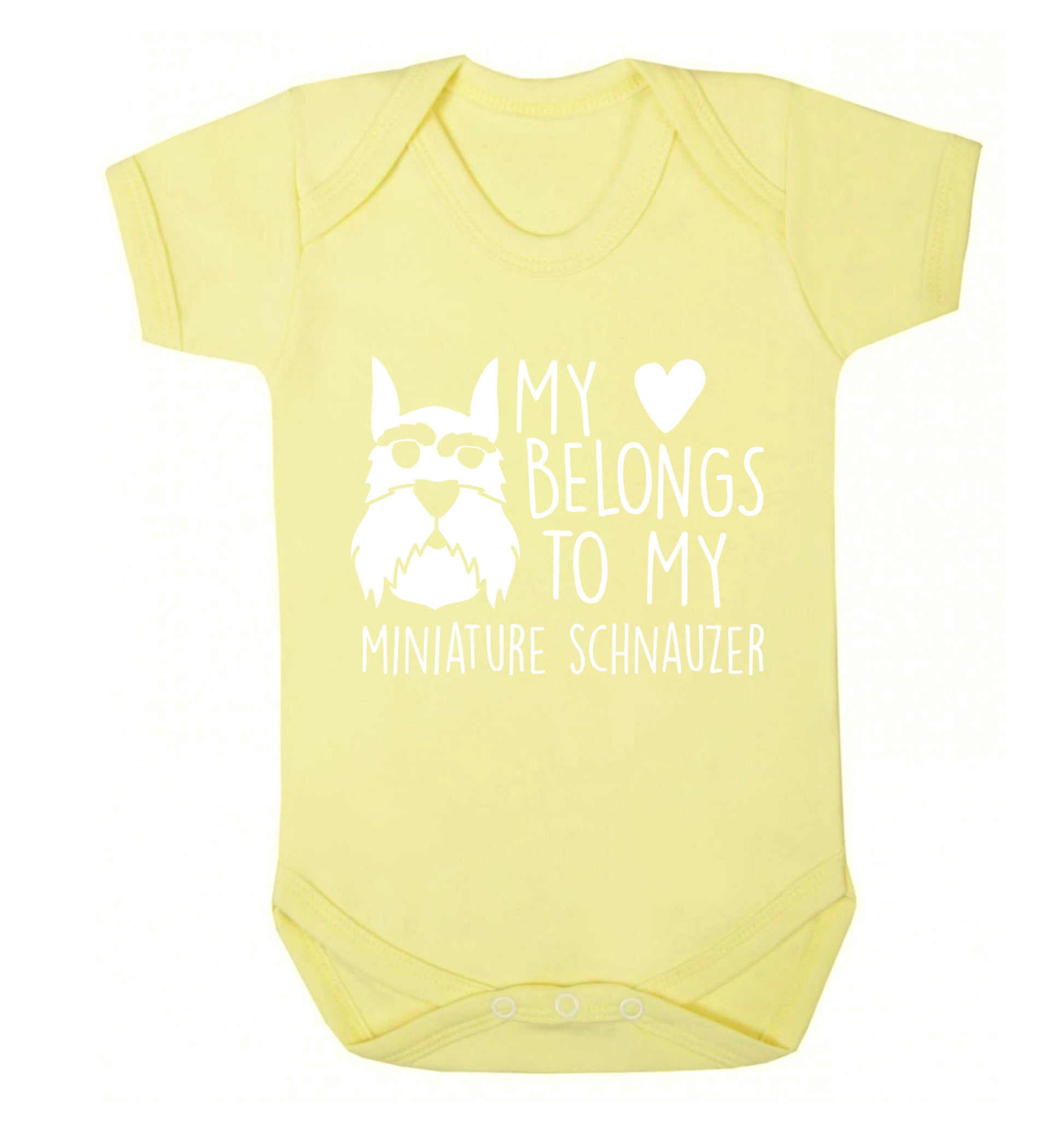 My heart belongs to my miniature schnauzer Baby Vest pale yellow 18-24 months