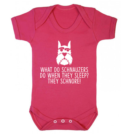 What do schnauzers do when they sleep? Schnore! Baby Vest dark pink 18-24 months