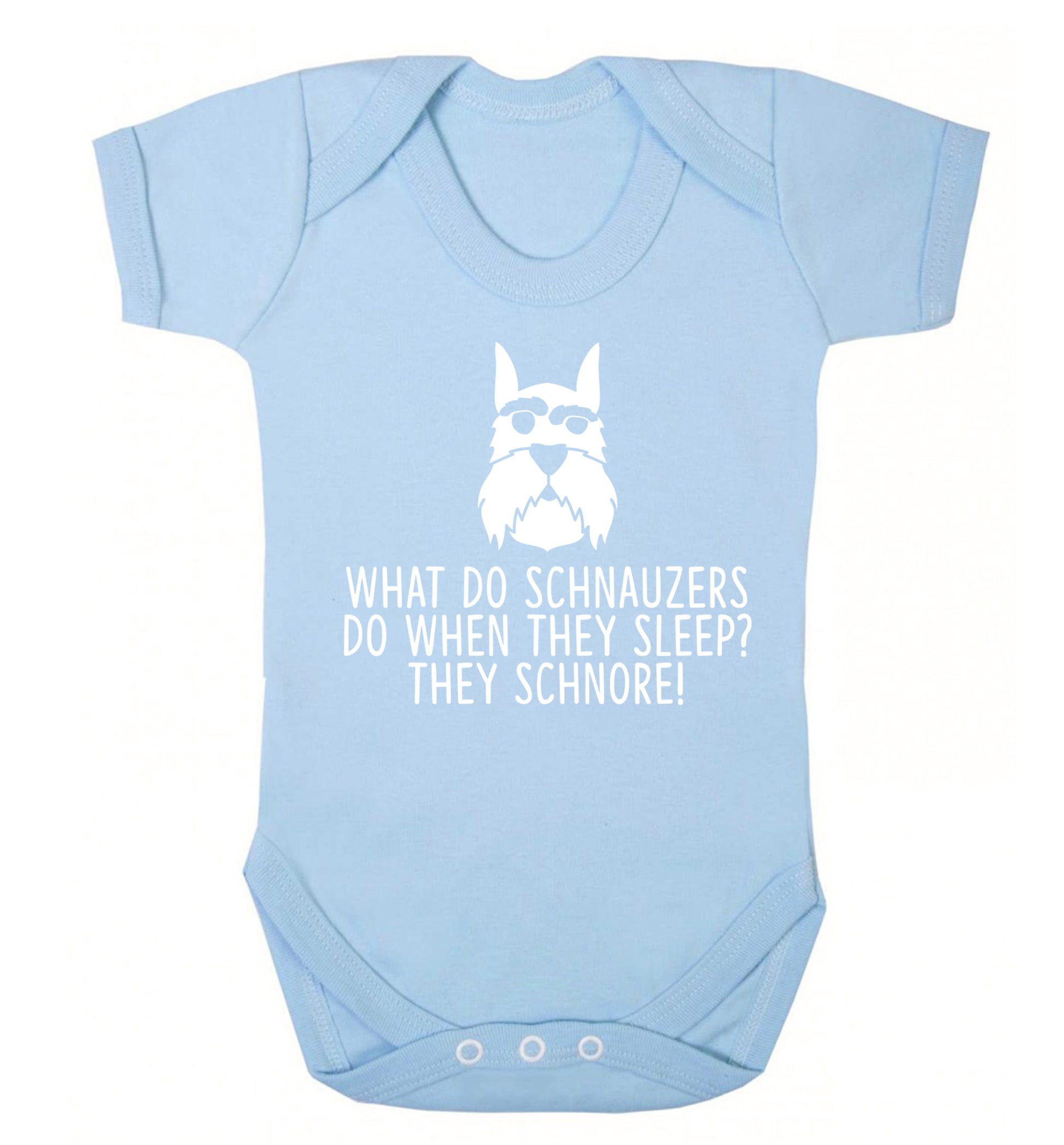 What do schnauzers do when they sleep? Schnore! Baby Vest pale blue 18-24 months