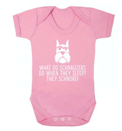 What do schnauzers do when they sleep? Schnore! Baby Vest pale pink 18-24 months