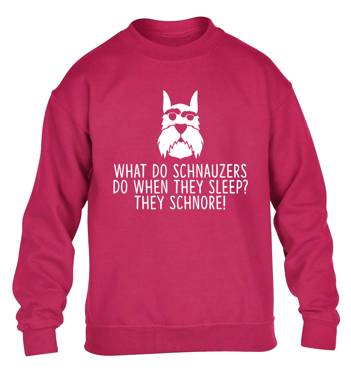 What do schnauzers do when they sleep? Schnore! children's pink sweater 12-13 Years