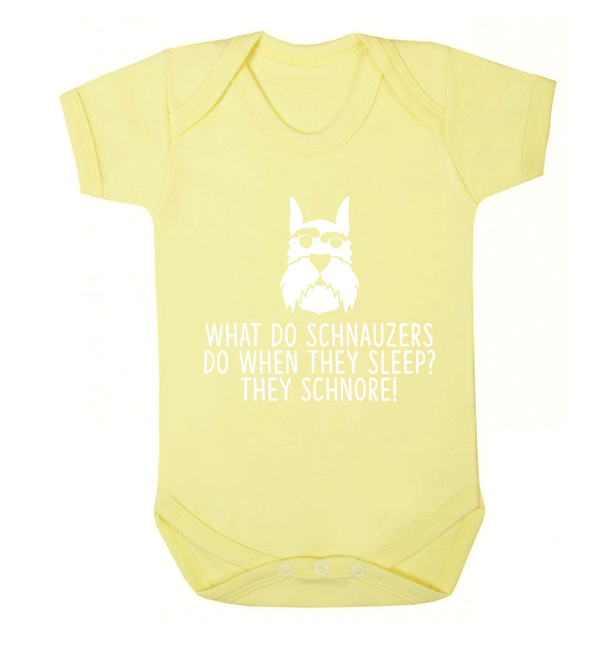 What do schnauzers do when they sleep? Schnore! Baby Vest pale yellow 18-24 months
