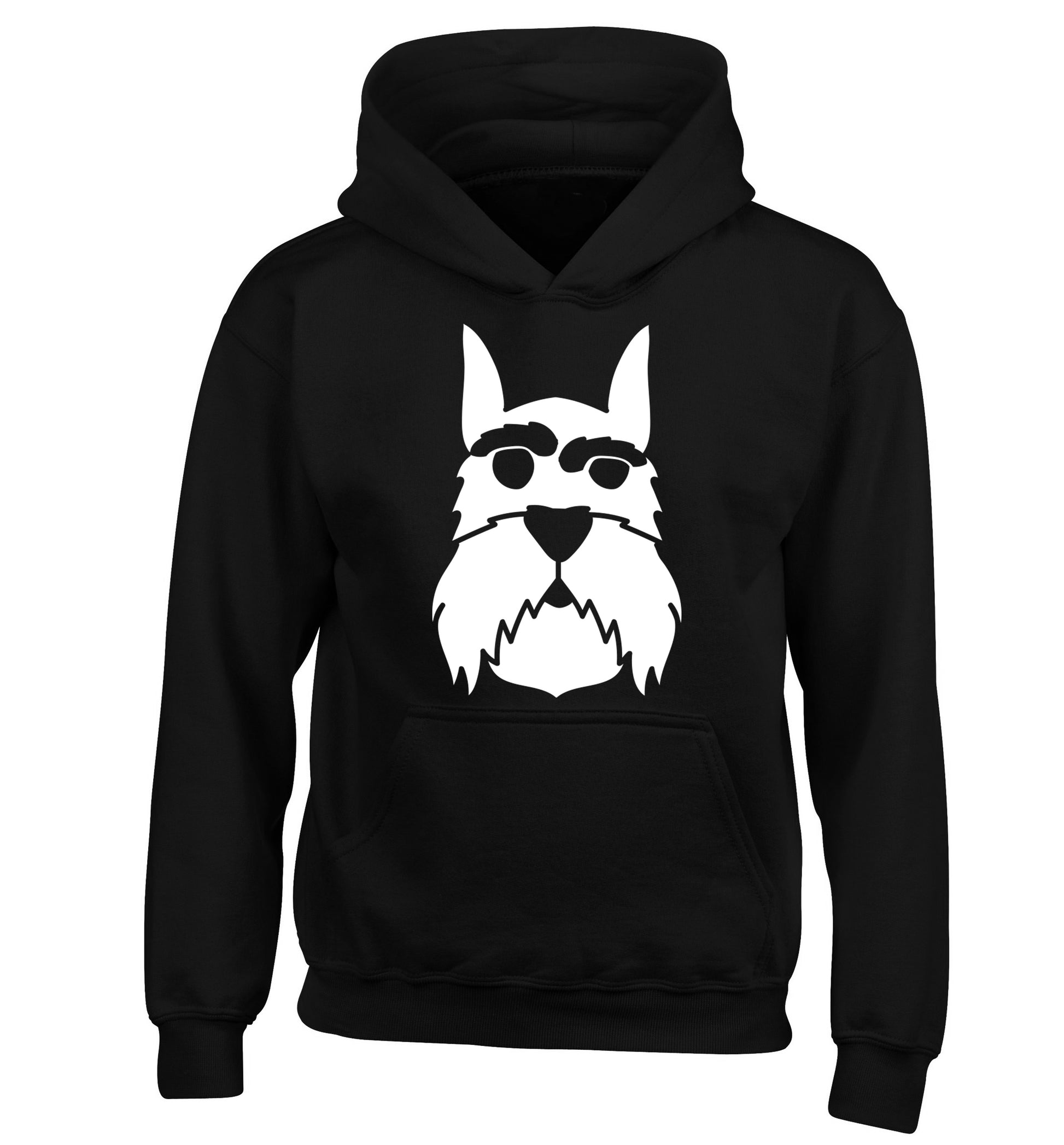 Schnauzer dog illustration children's black hoodie 12-13 Years