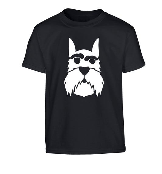 Schnauzer dog illustration Children's black Tshirt 12-13 Years