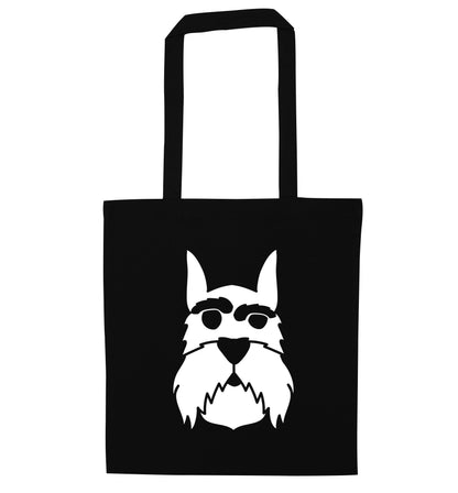 Schnauzer dog illustration black tote bag