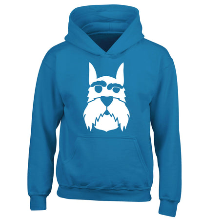 Schnauzer dog illustration children's blue hoodie 12-13 Years