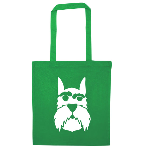 Schnauzer dog illustration green tote bag