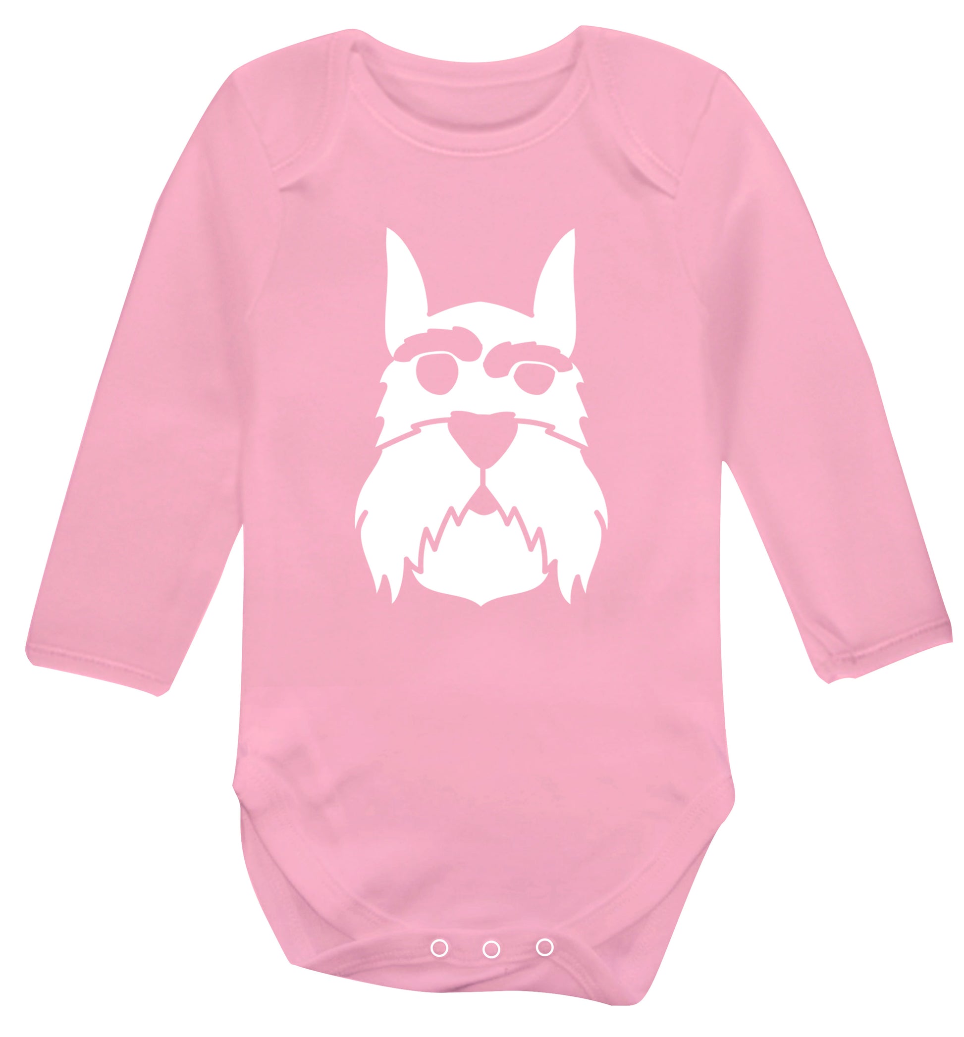 Schnauzer dog illustration Baby Vest long sleeved pale pink 6-12 months