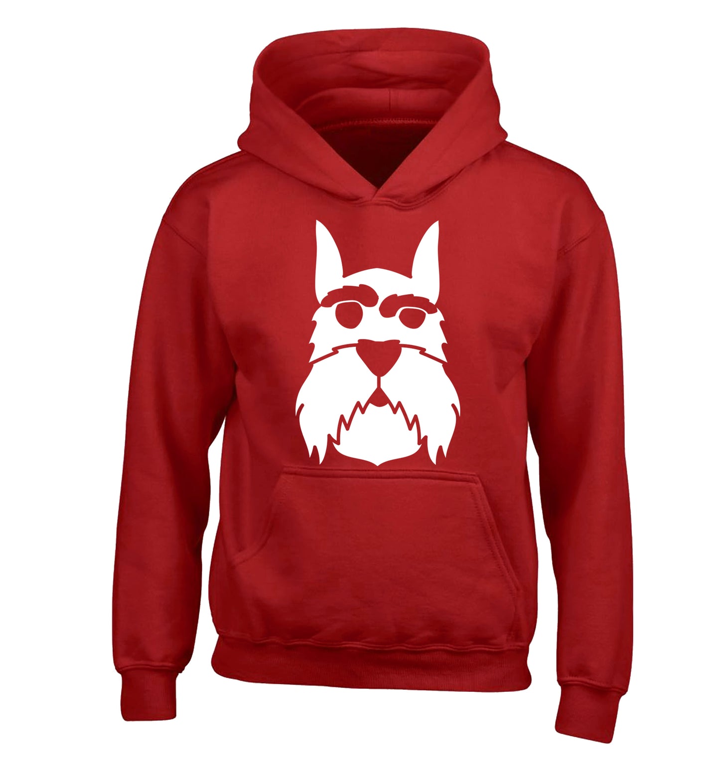 Schnauzer dog illustration children's red hoodie 12-13 Years