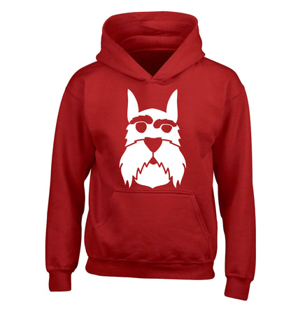 Schnauzer dog illustration children's red hoodie 12-13 Years