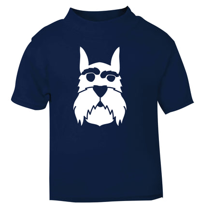 Schnauzer dog illustration navy Baby Toddler Tshirt 2 Years