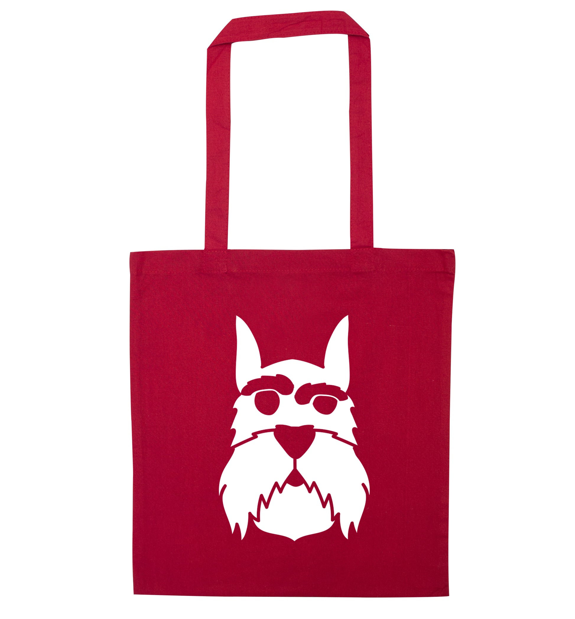 Schnauzer dog illustration red tote bag