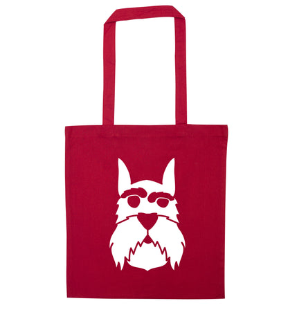 Schnauzer dog illustration red tote bag