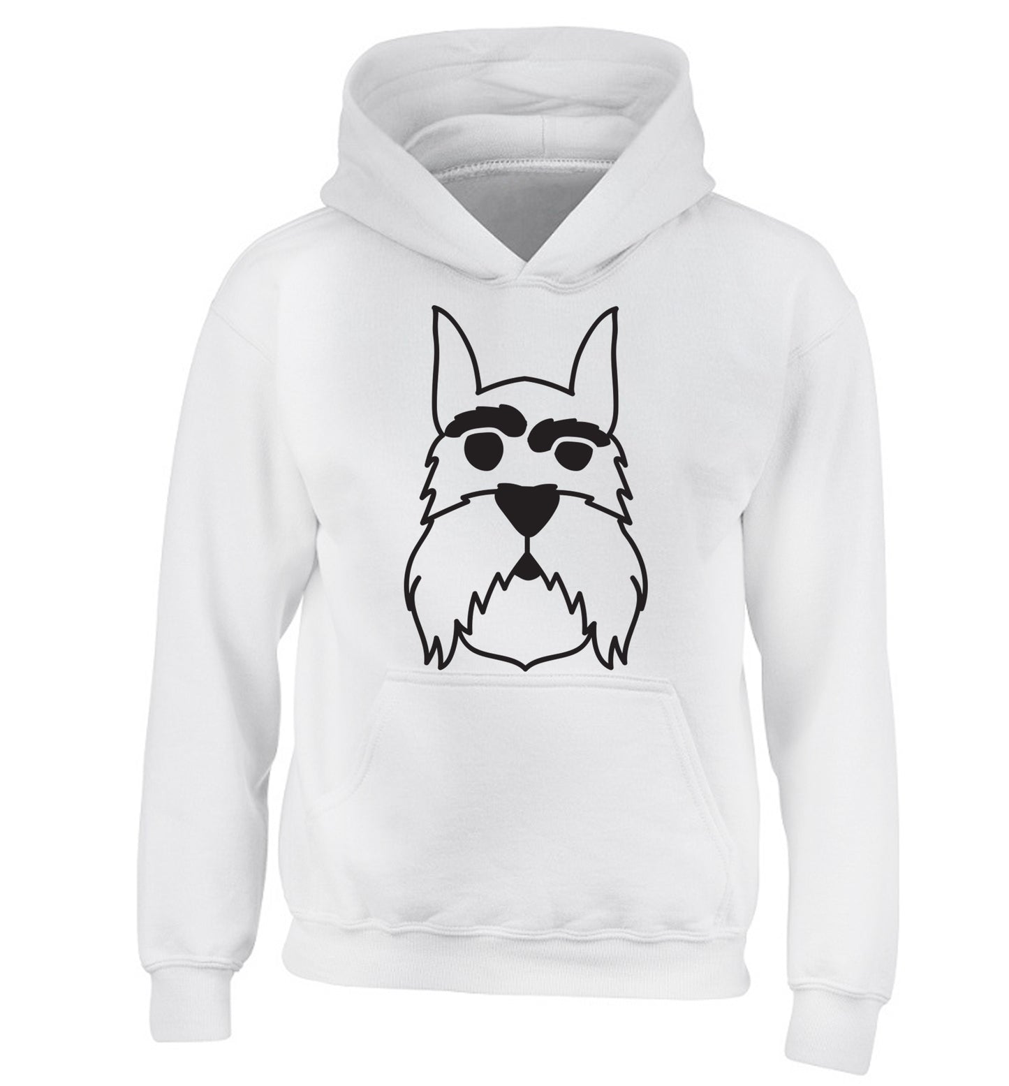 Schnauzer dog illustration children's white hoodie 12-13 Years
