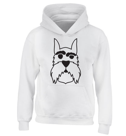 Schnauzer dog illustration children's white hoodie 12-13 Years