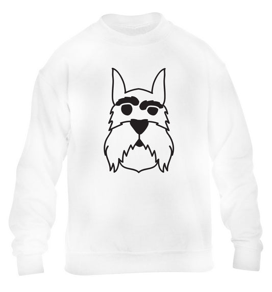Schnauzer dog illustration children's white sweater 12-13 Years