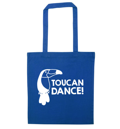 Toucan dance blue tote bag