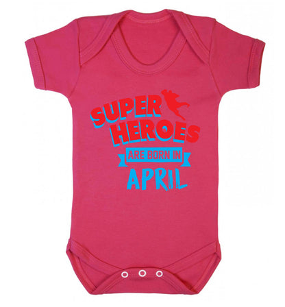 Superheros are born in April Baby Vest dark pink 18-24 months