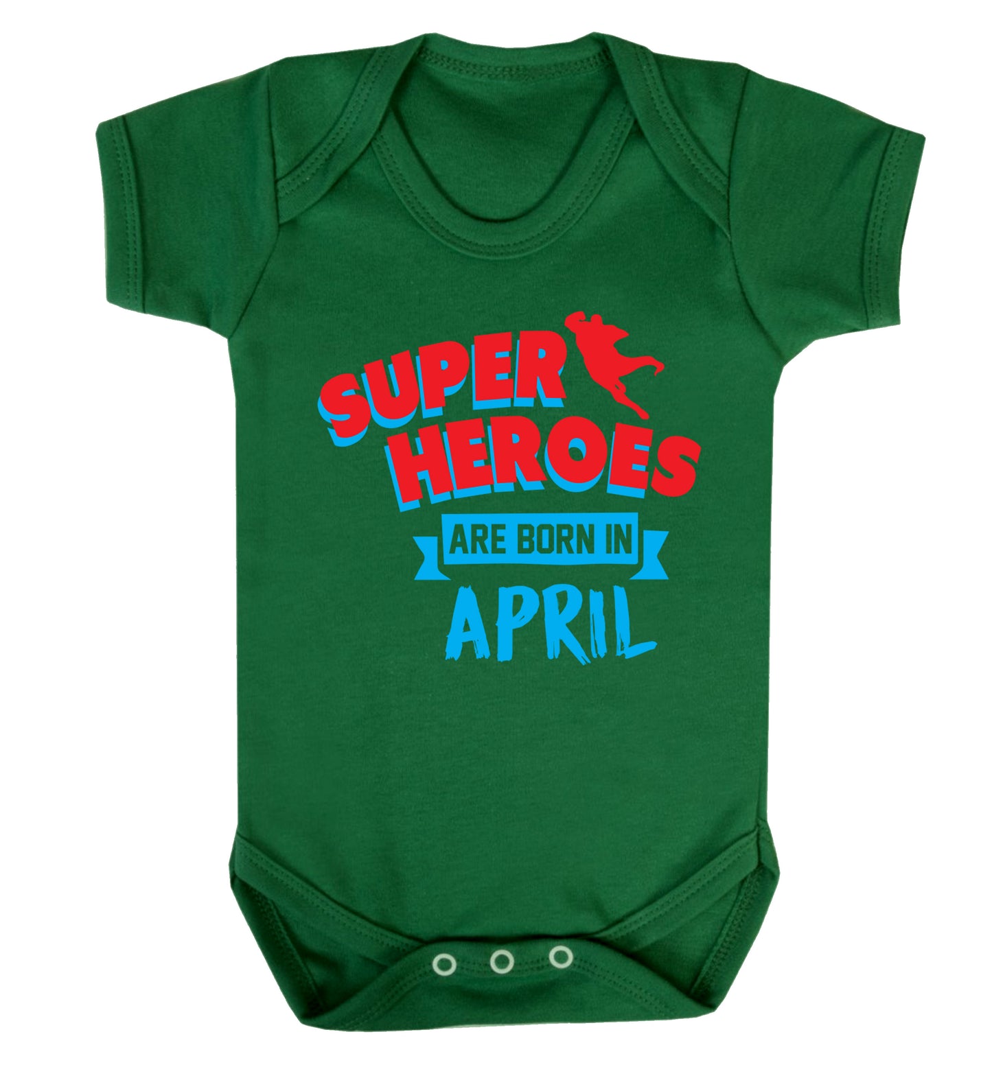Superheros are born in April Baby Vest green 18-24 months