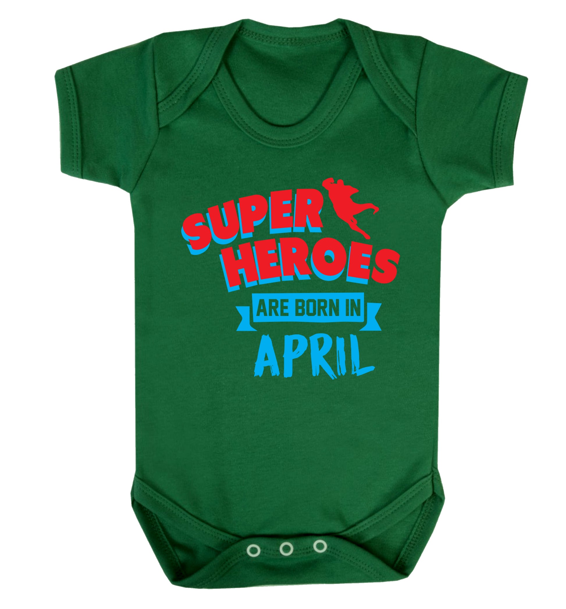 Superheros are born in April Baby Vest green 18-24 months