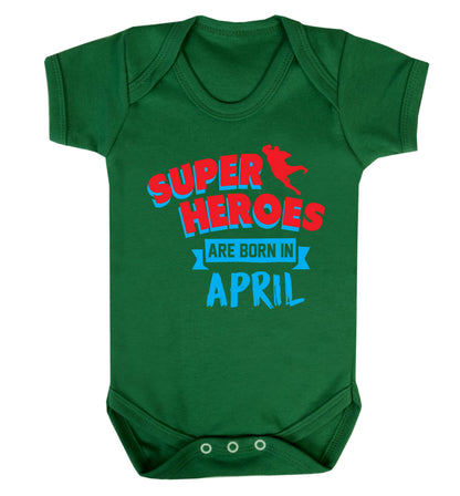Superheros are born in April Baby Vest green 18-24 months